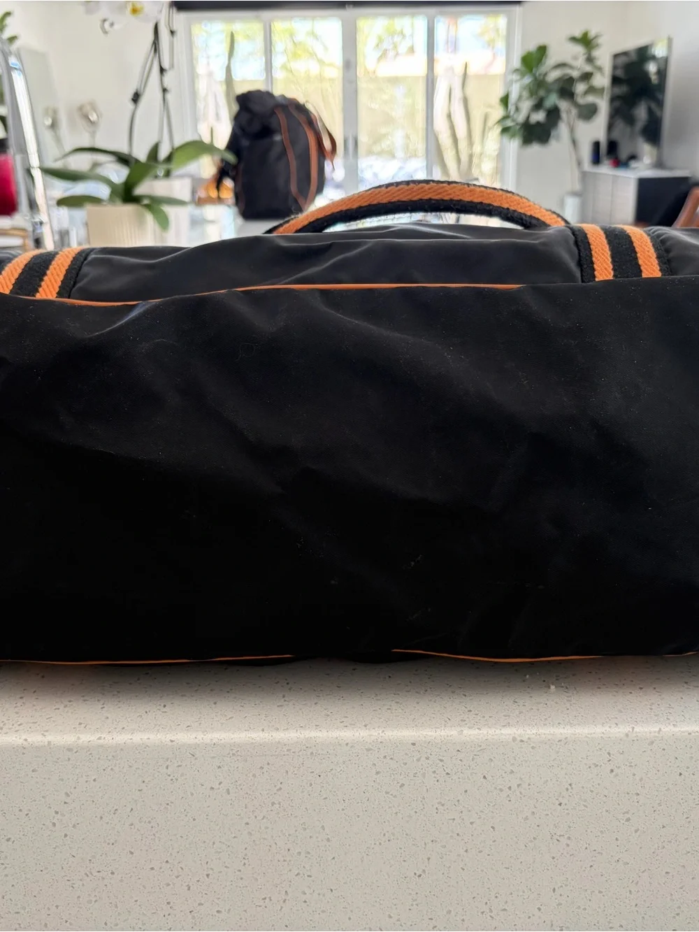 Gucci Black Duffel with Orange Trim
